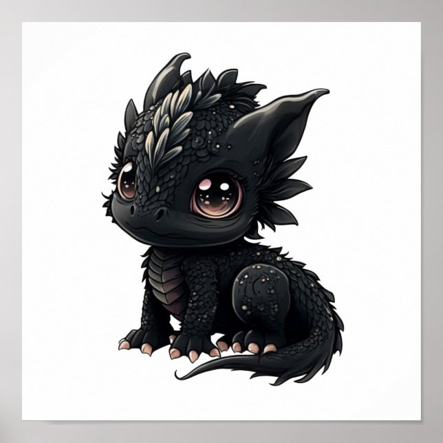 Cartoon Dragon Illustration Poster (Vorne)