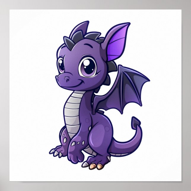 Cartoon Dragon Illustration Poster (Vorne)