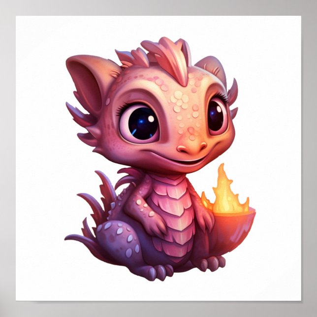 Cartoon Dragon Illustration Poster (Vorne)