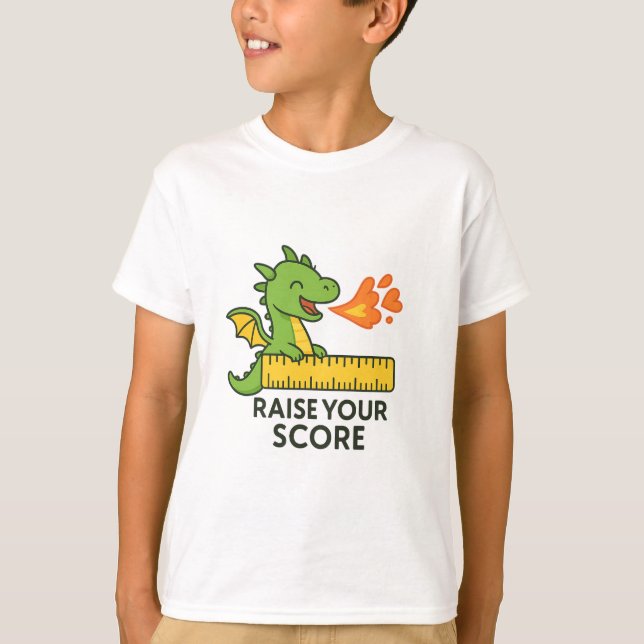 Cartoon Dragon Ruler Sticker - Niedlich School T-Shirt (Vorderseite)