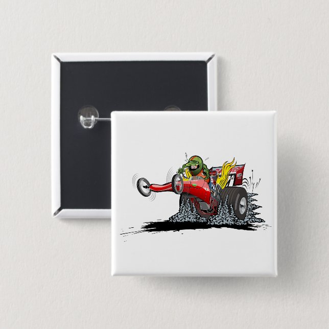 Cartoon Dragster Button (Vorne & Hinten)