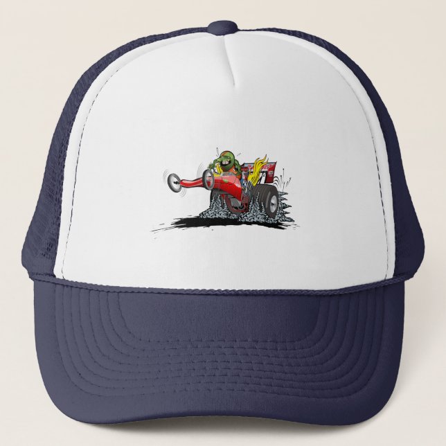 Cartoon Dragster Truckerkappe (Vorderseite)