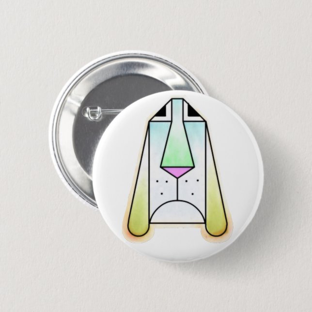 Cartoon Droopy Bloodhound Button (Vorne & Hinten)