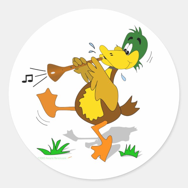 Cartoon Duck Playing Zurna Stickers (Vorderseite)