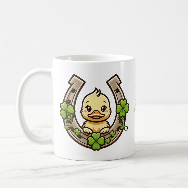Cartoon Duckling auf der keltischen Horseshoe-Tass Kaffeetasse (Links)