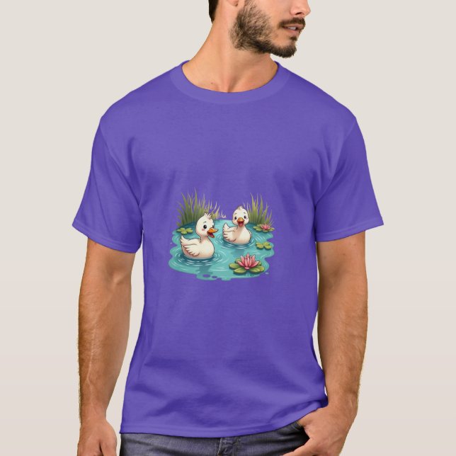 Cartoon Ducks Pond T - Shirt (Vorderseite)