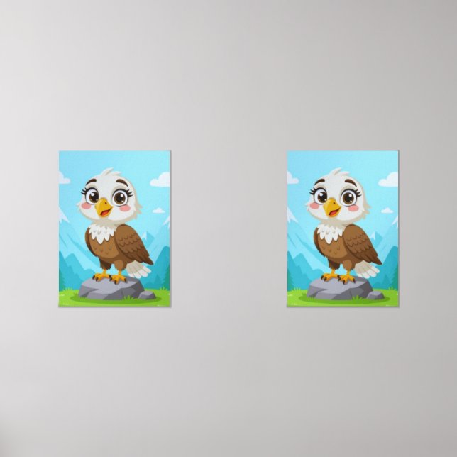 Cartoon Eagle on Rock – Cute Vector Character Bilderwand Sets (Vorderseite)