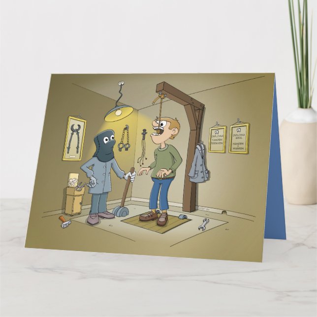 cartoon; een tand laten trekken bij de tandarts karte (Vorderseite)