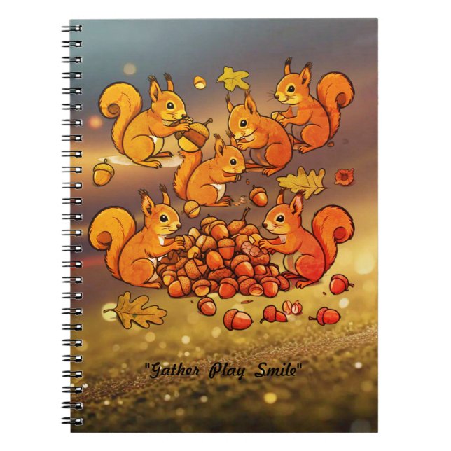 "Cartoon Eichhörnchen mit Acorns" Notizblock (Vorderseite)