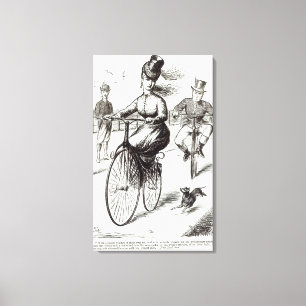Cartoon einer Dame auf einem Velocipede, 1869 Leinwanddruck