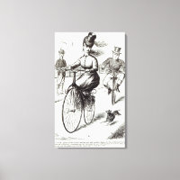 Cartoon einer Lady auf einem Velocipede, 1869