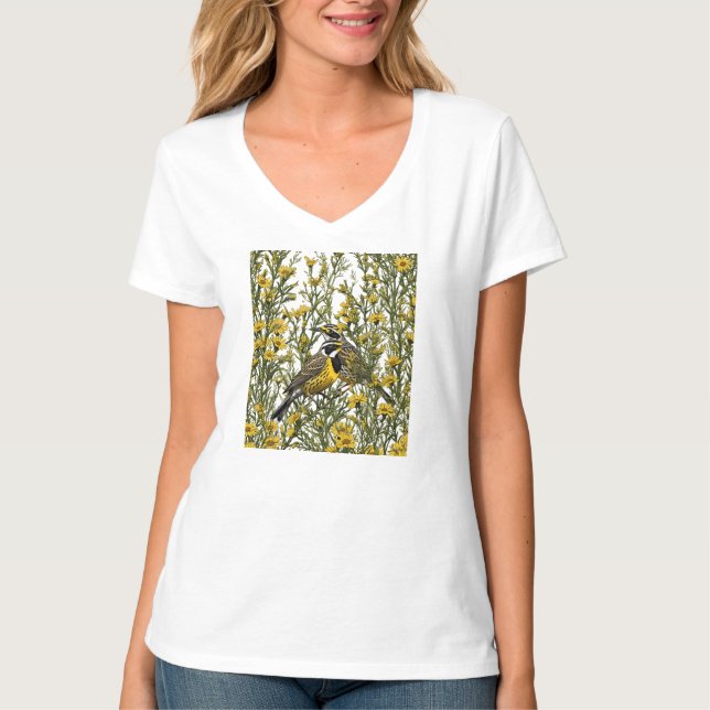 Cartoon einer Western Meadowlark 2 T-Shirt (Vorderseite)