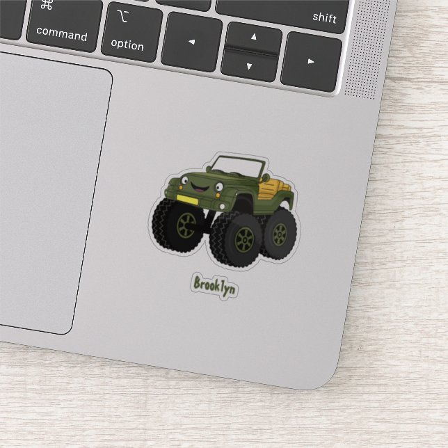 Cartoon eines grünen Monster Aufkleber (Ausschnitt)