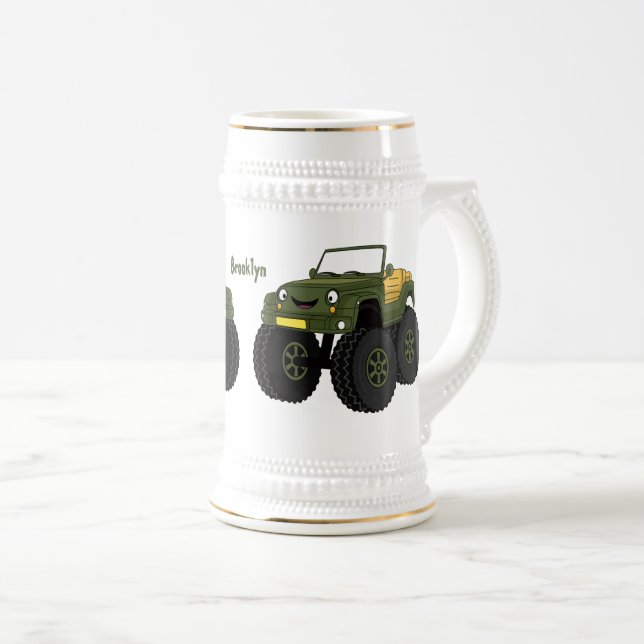 Cartoon eines grünen Monster Bierglas (VorderseiteRechts)