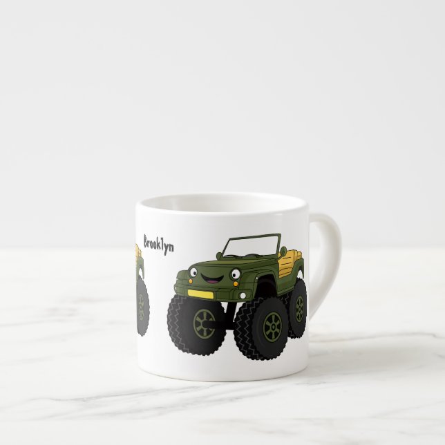 Cartoon eines grünen Monster Espressotasse (Vorderseite Rechts)