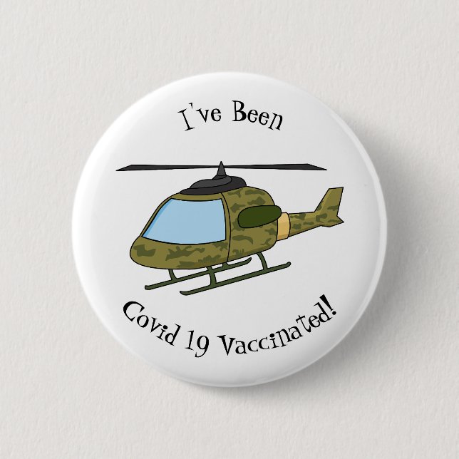 Cartoon eines niedlichen Heereshubschraubers Button (Vorderseite)