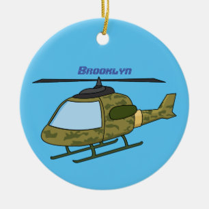 Cartoon eines niedlichen Heereshubschraubers Keramik Ornament