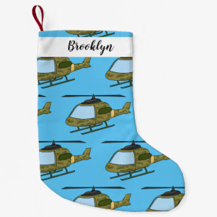 Cartoon eines niedlichen Heereshubschraubers Kleiner Weihnachtsstrumpf