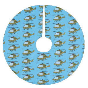 Cartoon eines niedlichen Heereshubschraubers Polyester Weihnachtsbaumdecke