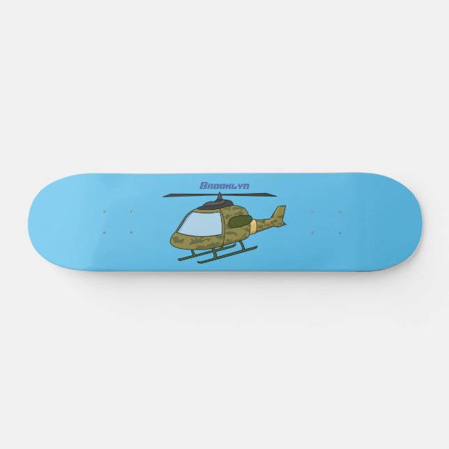 Cartoon eines niedlichen Heereshubschraubers Skateboard (Horizontal)