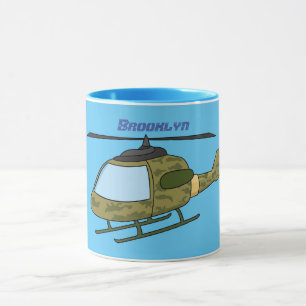 Cartoon eines niedlichen Heereshubschraubers Tasse