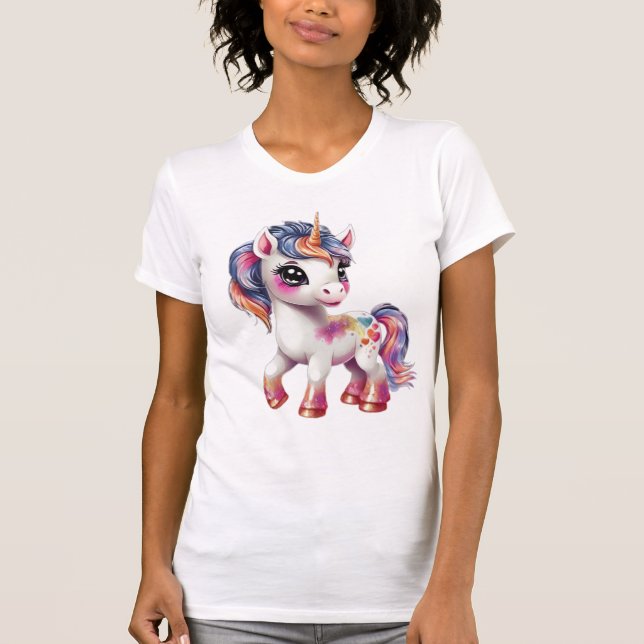 Cartoon Einhorn T-Shirt (Vorderseite)
