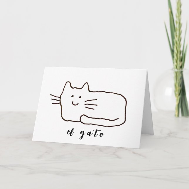Cartoon El Gato Cat Doodle Line Drawing Card Karte (Vorderseite)