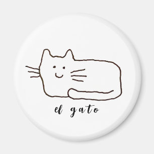 Cartoon El Gato Katze Doodle Linie  Magnet