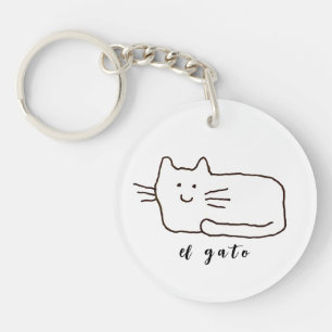 Cartoon El Gato Katze Doodle Linie Schlüsselanhänger