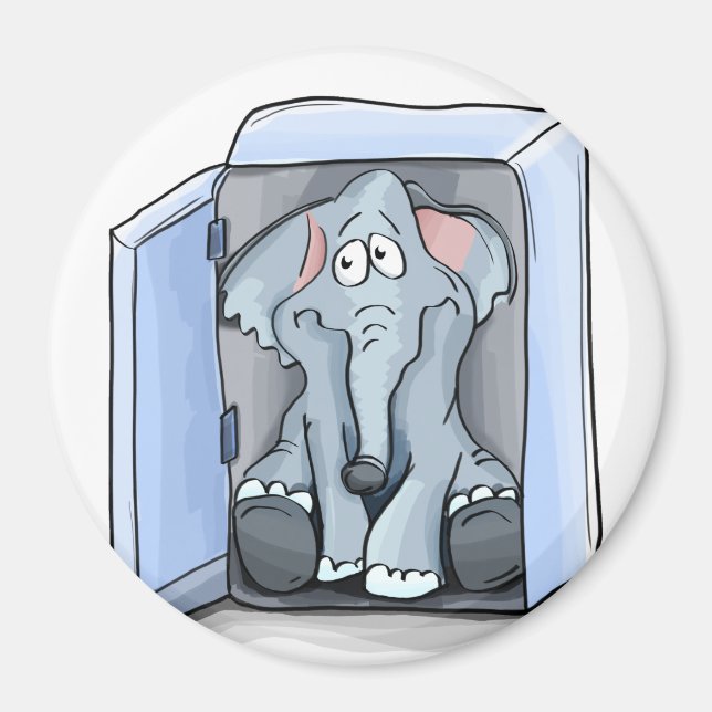 Cartoon Elefant sitzend in einem Kühlschrank Magnet (Vorne)