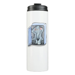 Cartoon Elefant sitzend in einem Kühlschrank Thermosbecher