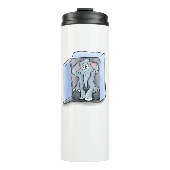 Cartoon Elefant sitzend in einem Kühlschrank Thermosbecher (Vorderseite)