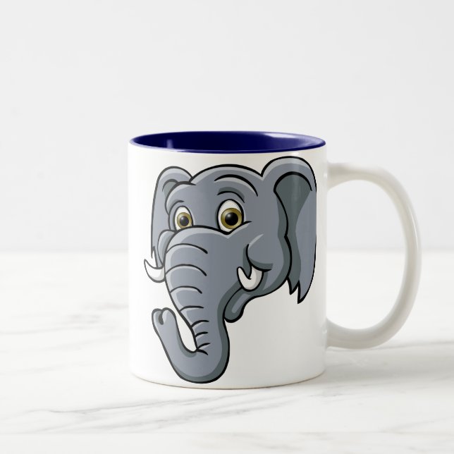Cartoon-Elefant Zweifarbige Tasse (Rechts)