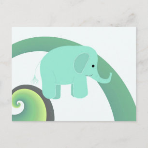 Cartoon Elephant mit Regenbogen Postkarte
