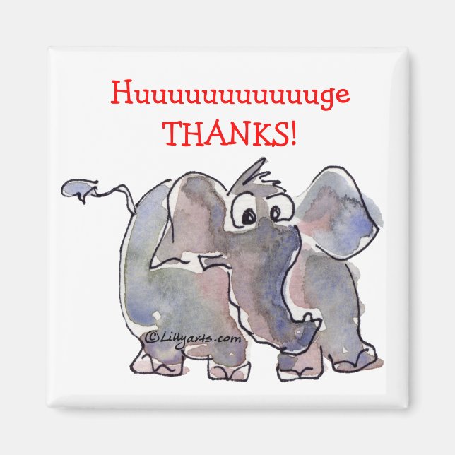 Cartoon Elephant Vielen Dank Magnet (Vorne)