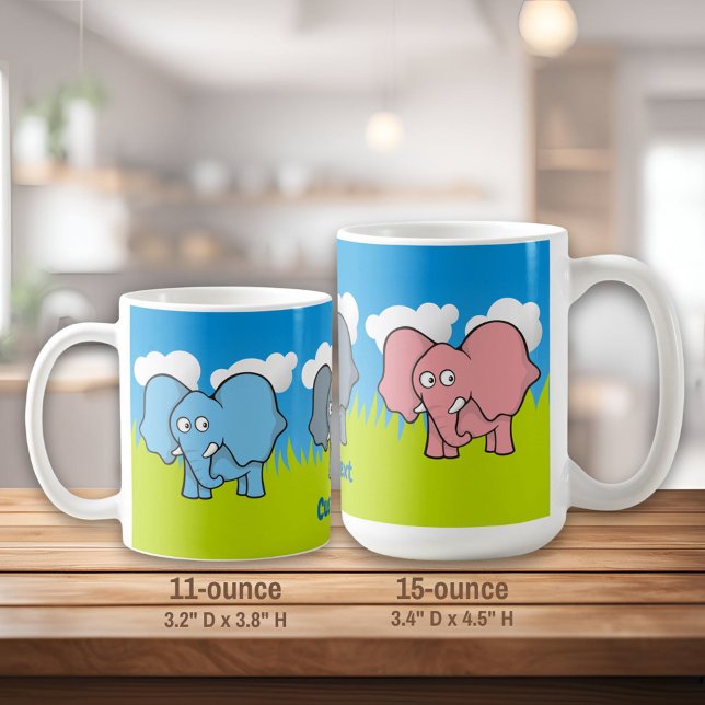 Cartoon Elephants Kaffeemaschine Tasse (Von Creator hochgeladen)