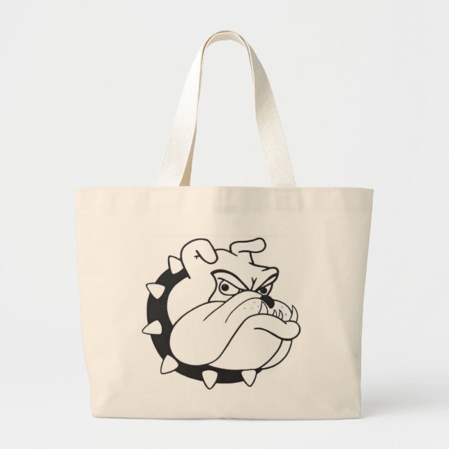 Cartoon English Bulldog Portrait Leinwand Tasche (Vorne)