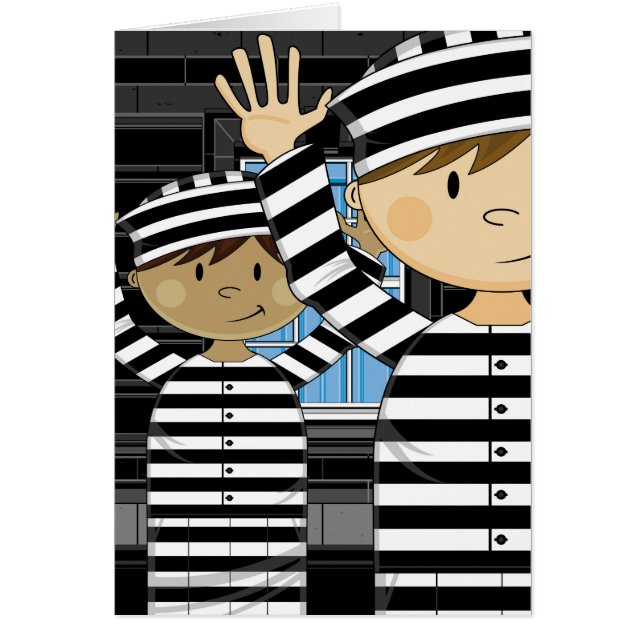 Cartoon entgangene Gefangene im Scheinwerfer (Vorne)