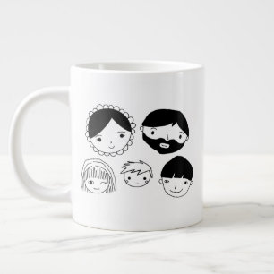 Cartoon "Family Faces" Jumbo-Tasse