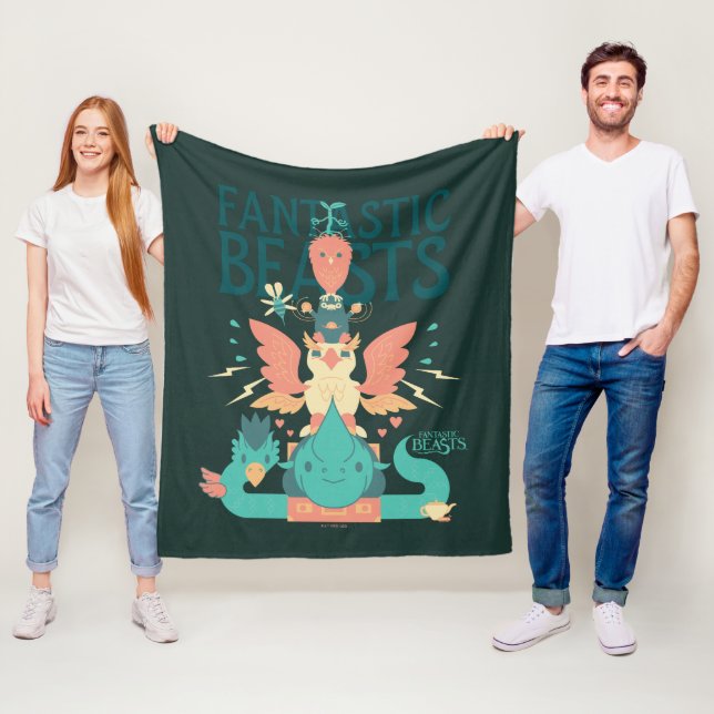 Cartoon Fantastic Beasts Emerge From Suitcase Fleecedecke (Beispiel)