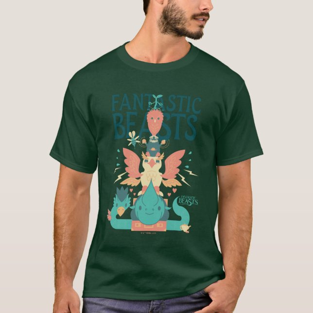 Cartoon Fantastic Beasts Emerge From Suitcase T-Shirt (Vorderseite)