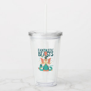 Cartoon Fantastische Bestien entstehen aus dem Kof Acryltrinkbecher