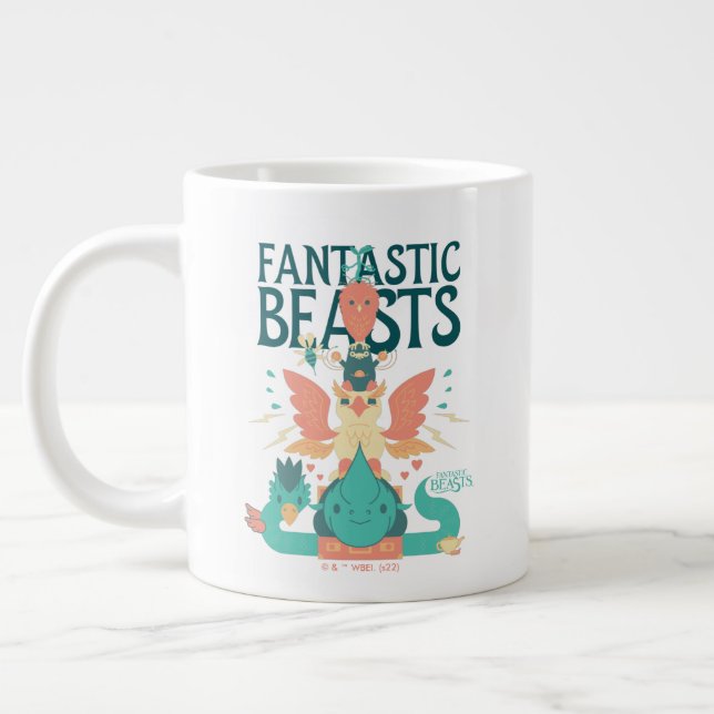 Cartoon Fantastische Bestien entstehen aus dem Kof Jumbo-Tasse (Links)
