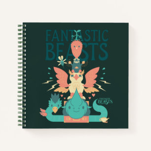 Cartoon Fantastische Bestien entstehen aus dem Kof Notizbuch