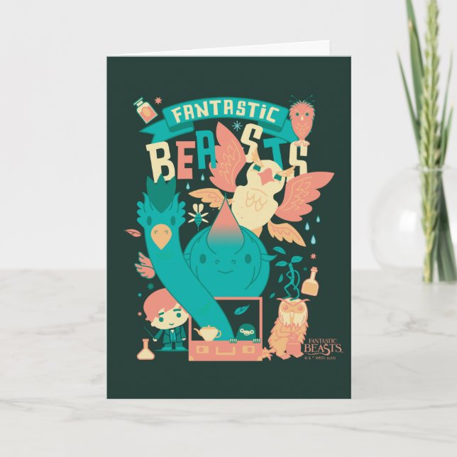Cartoon Fantastische Bestien mit Newt Scamander Karte (Vorderseite)