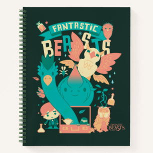 Cartoon Fantastische Bestien mit Newt Scamander Notizbuch