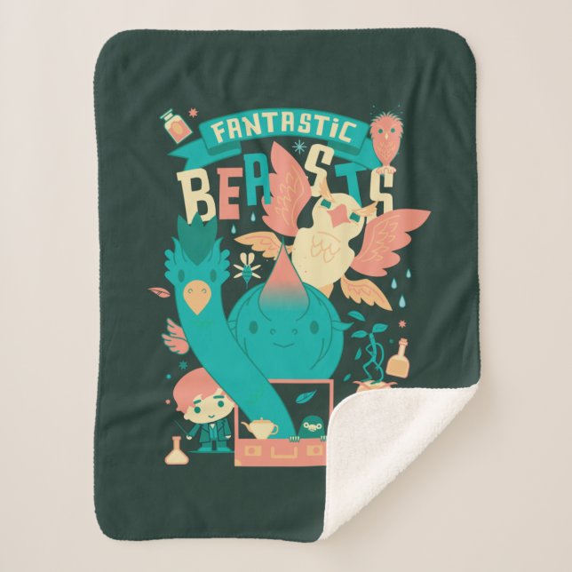 Cartoon Fantastische Bestien mit Newt Scamander Sherpadecke (Vorderseite)