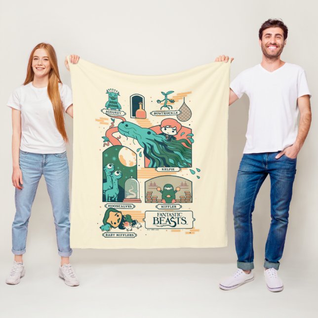 Cartoon Fantastische Bestien Szenen Fleecedecke (Beispiel)