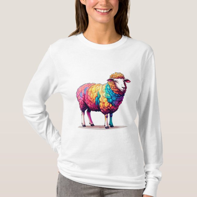 Cartoon - farbige Schafe T-Shirt (Vorderseite)