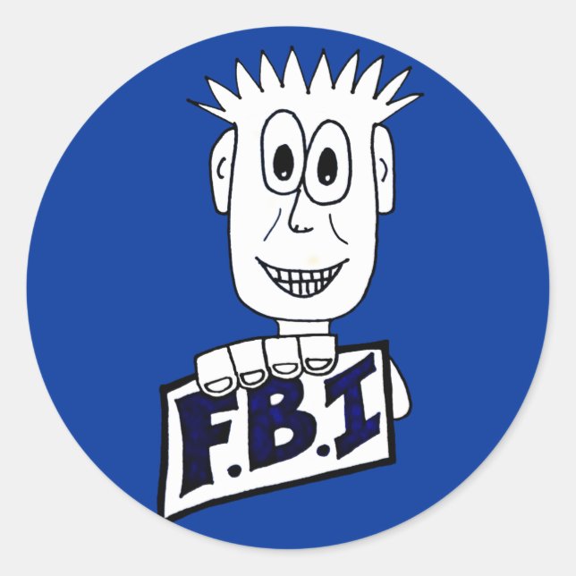 Cartoon FBI Agent Runder Aufkleber (Vorderseite)